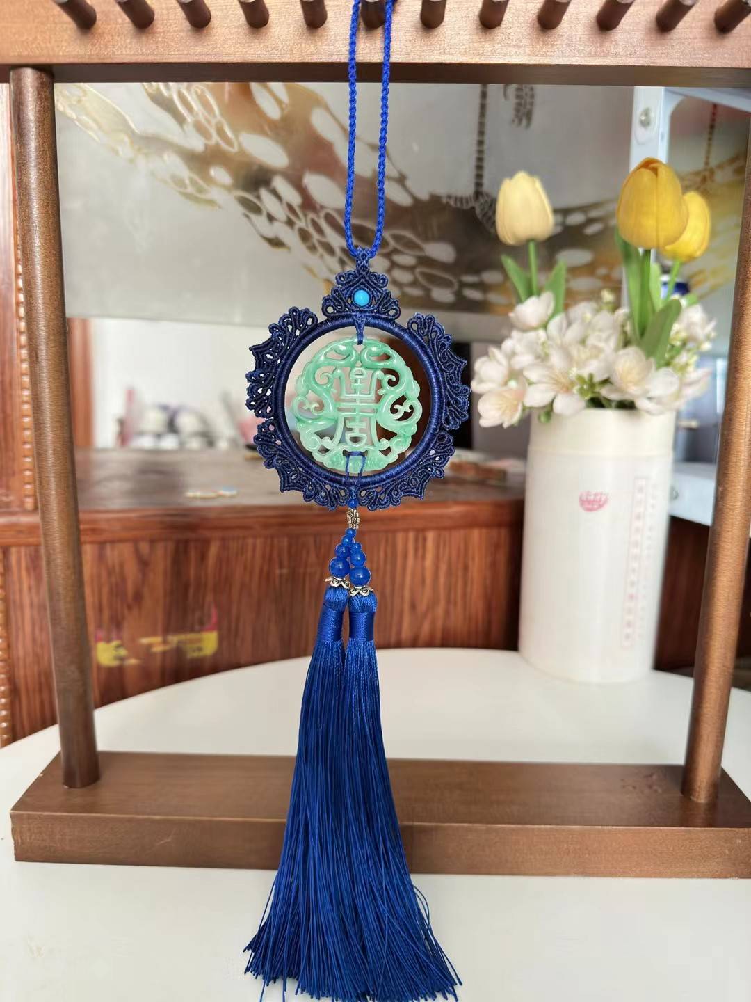 碧玉福牌流苏挂件