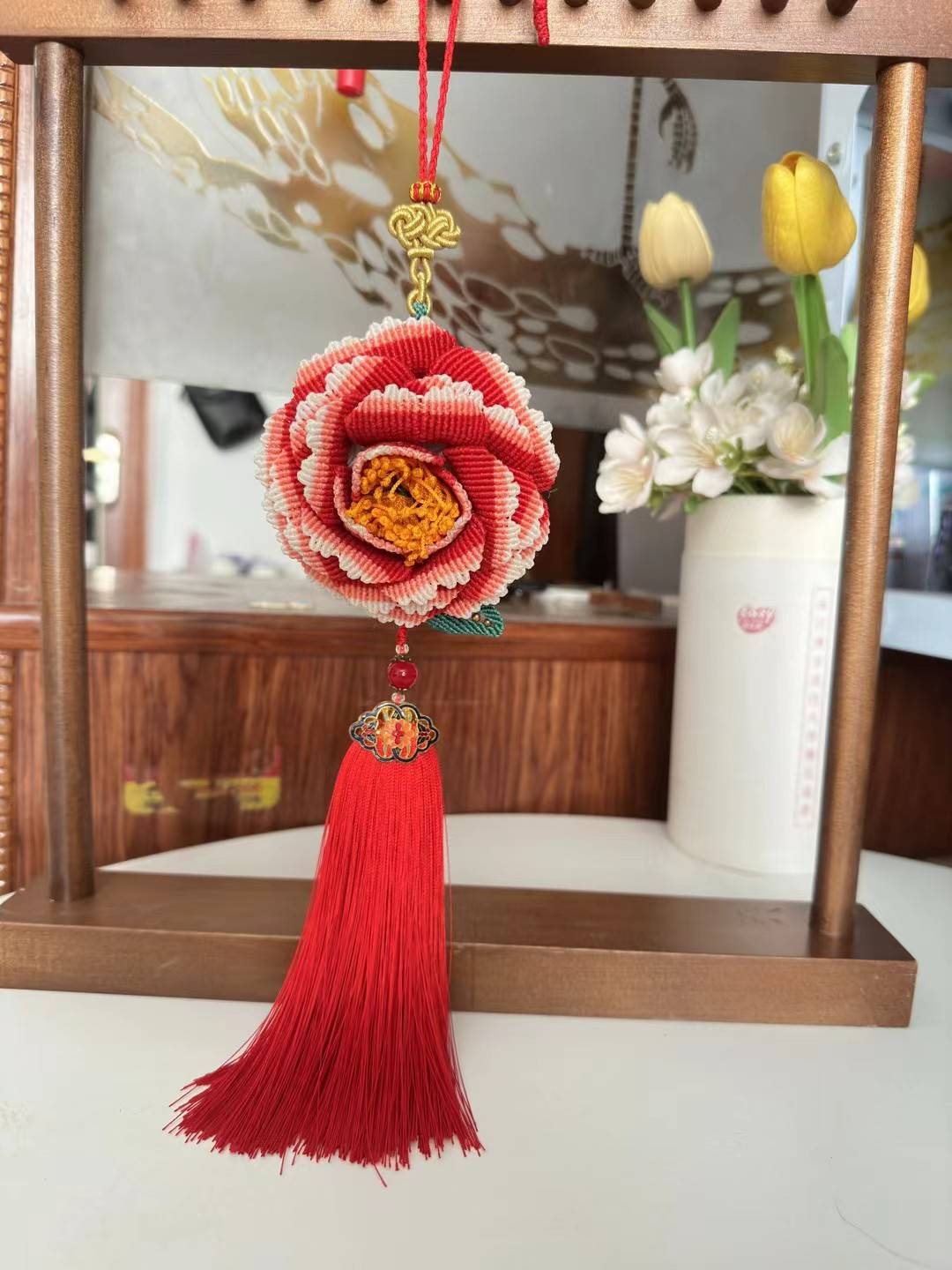 锦绣牡丹流苏挂件
